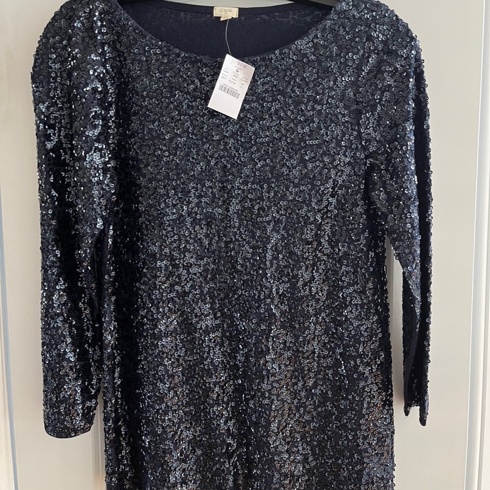J. Crew Factory navy sequined long sleeve top NWT